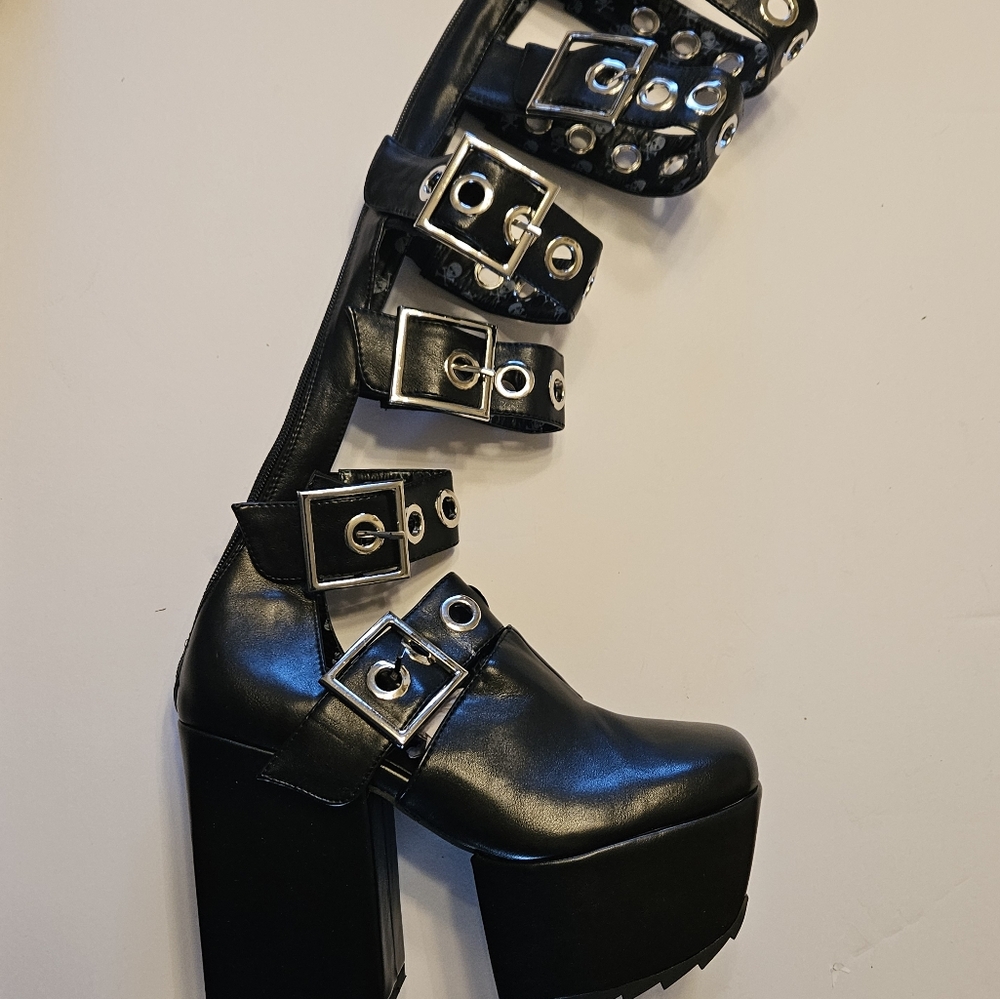 Lamoda by Dolls Kill Black Barbarian Platform Knee-High Boots - Picture 2 of 8